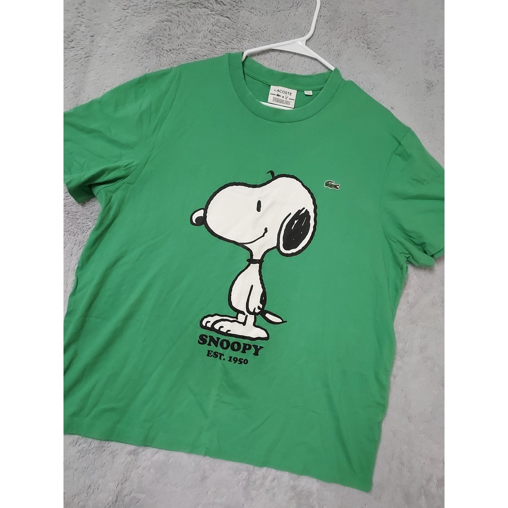 Lacoste Shirt Mens XXL Peanuts Snoopy Graphic Short Sleeve Green Crew Neck 2XL